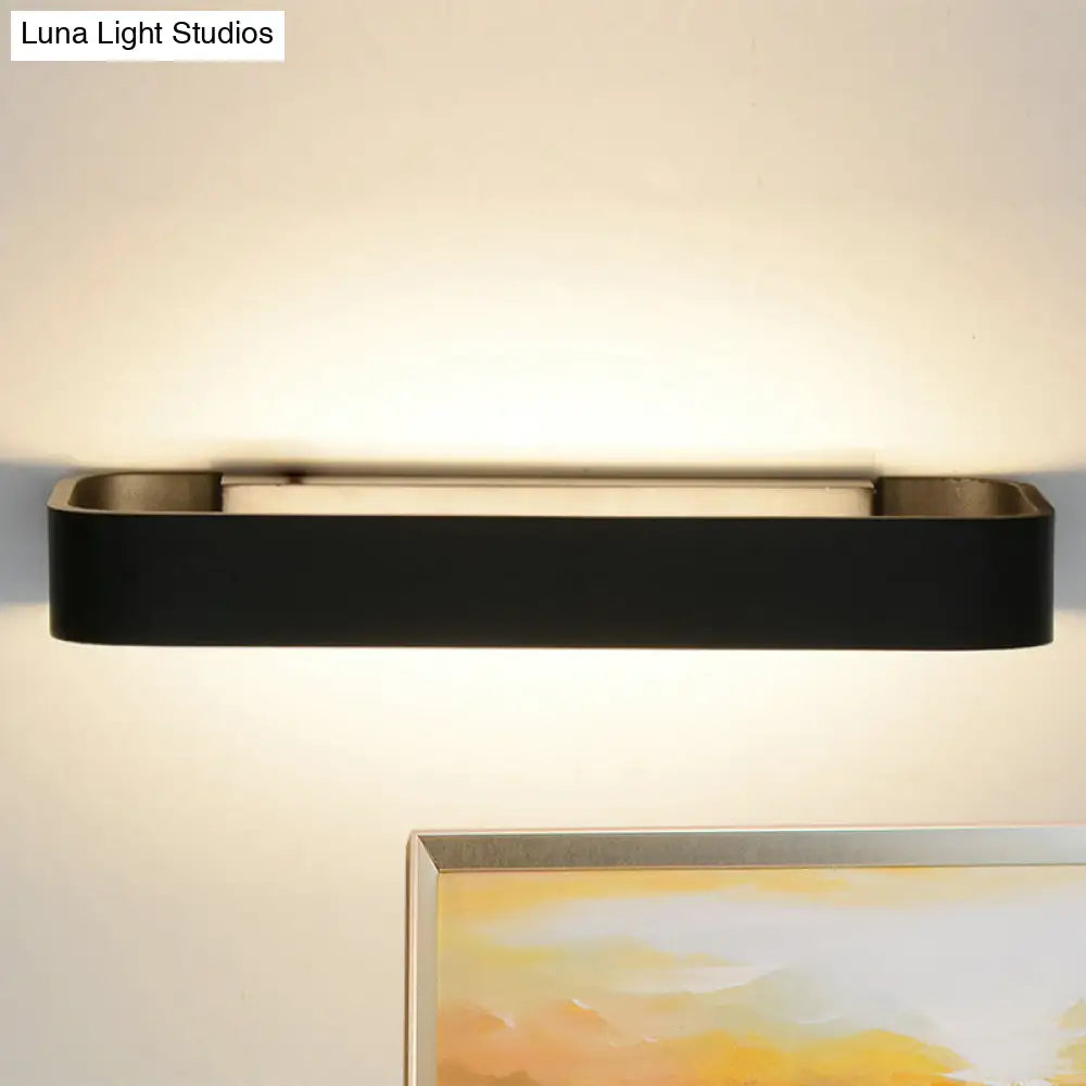 Minimalist Led Wall Sconce: Rectangular Aluminum Fixture 12/16 Diameter Black/White