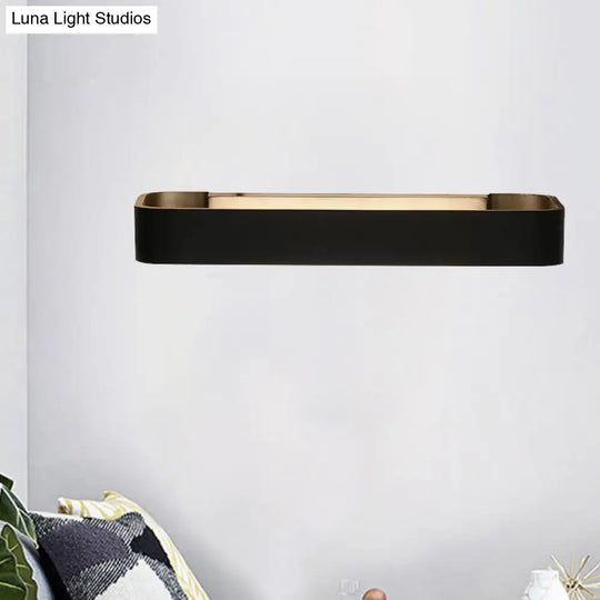 Minimalist Led Wall Sconce: Rectangular Aluminum Fixture 12/16 Diameter Black/White