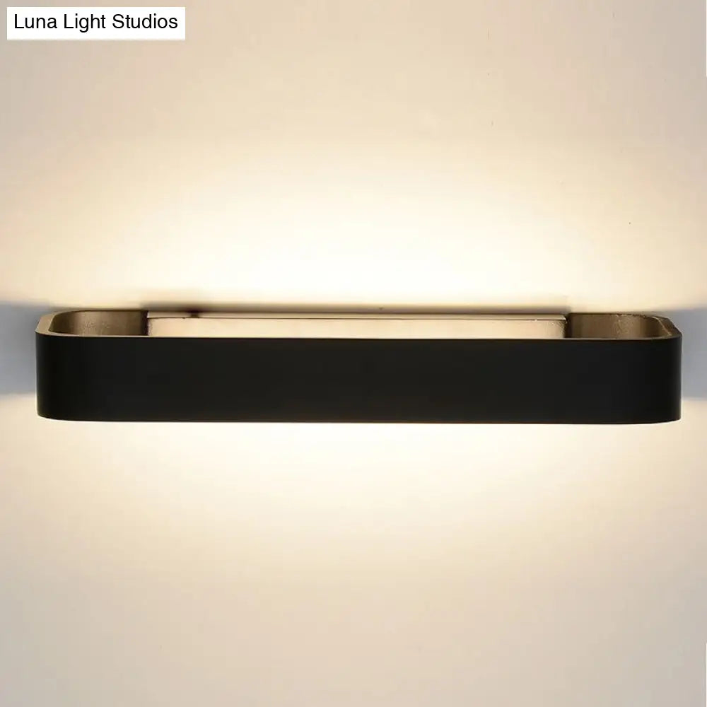 Minimalist Led Wall Sconce: Rectangular Aluminum Fixture 12/16 Diameter Black/White