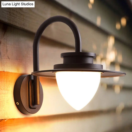 Minimalist Led Wall Sconce With Black Metal Gooseneck Arm - Strawberry Garden Mount Light