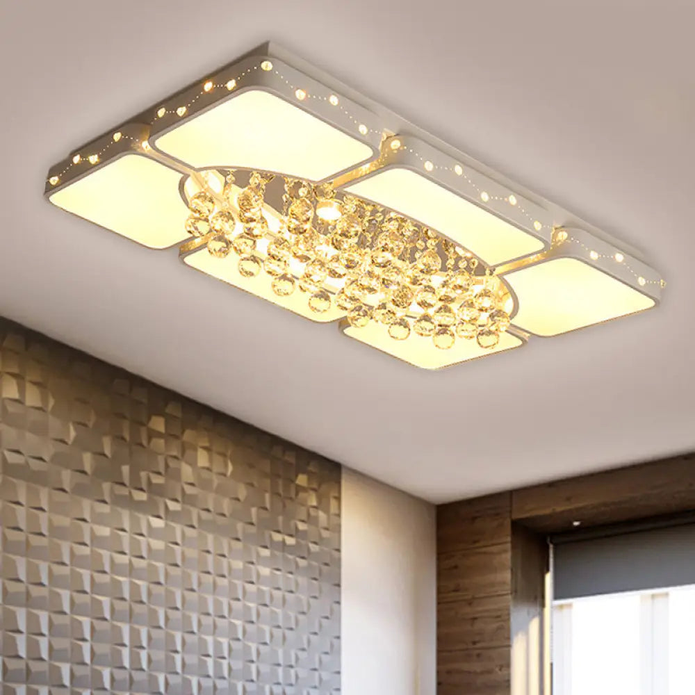 Minimalist Led White Ceiling Light With Crystal Accents