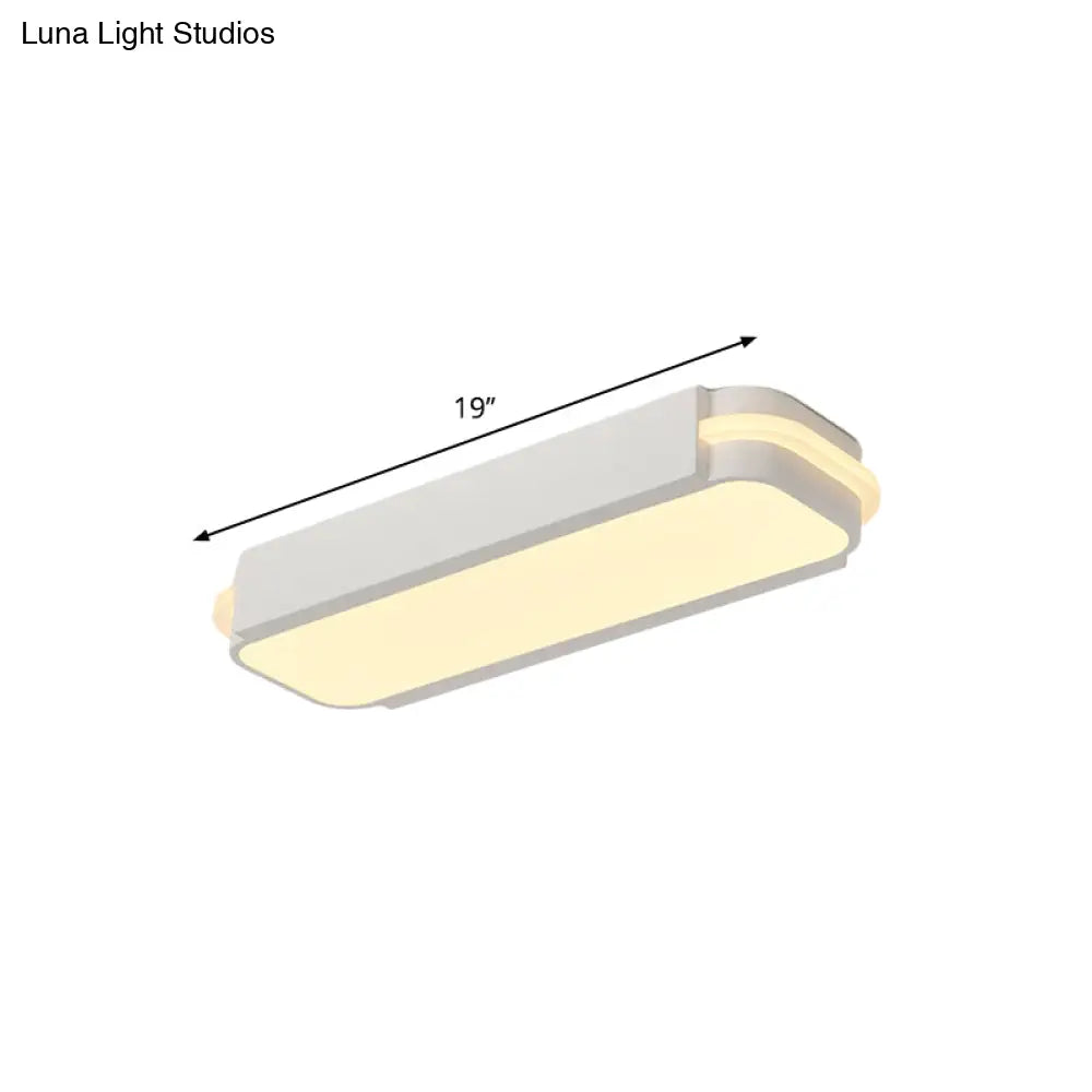 Minimalist Led White Flush Mount Light Fixture In White/Warm Rectangle Metal Multiple Sizes