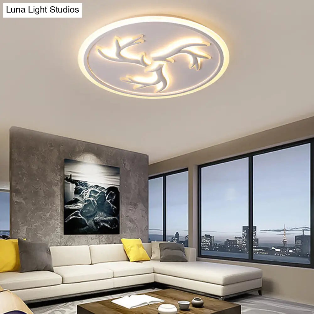 Minimalist Led White Flushmount Light Fixture For Living Room