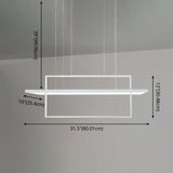 Minimalist Led White Frame Rectangular Hanging Light With Acrylic Island Lighting Fixture