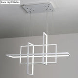 Minimalist Led White Frame Rectangular Hanging Light With Acrylic Island Lighting Fixture