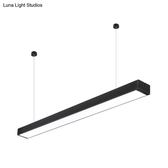 Minimalist Acrylic Linear Led Hanging Light Black/White Ceiling Pendant Lamp For Office - 2/3/4 Wide