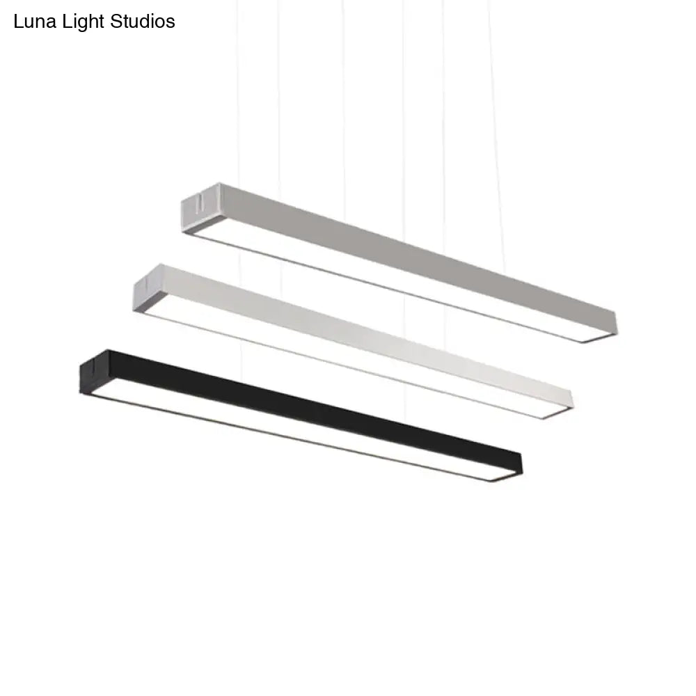 Minimalist Linear Led Hanging Light - Acrylic Black/White Office Ceiling Pendant Lamp