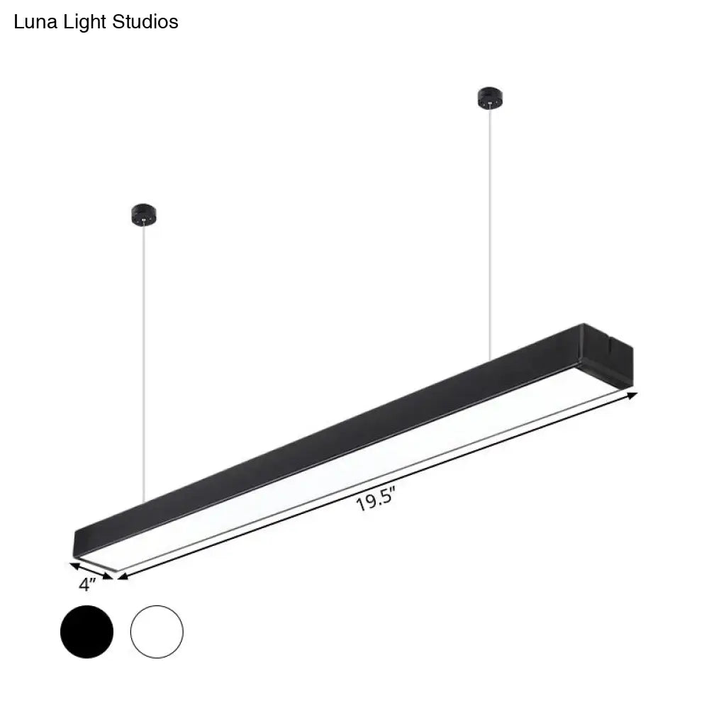 Minimalist Acrylic Linear Led Hanging Light Black/White Ceiling Pendant Lamp For Office - 2/3/4 Wide