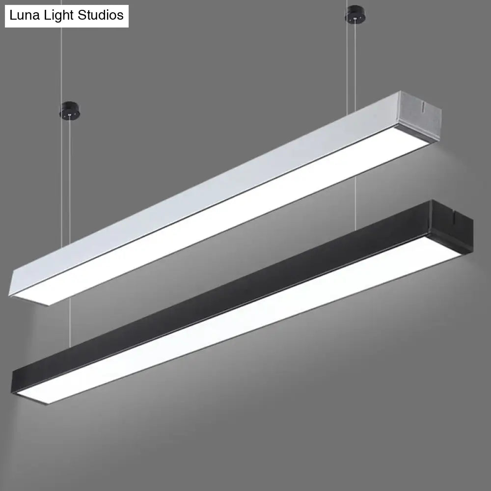 Minimalist Linear Led Hanging Light - Acrylic Black/White Office Ceiling Pendant Lamp