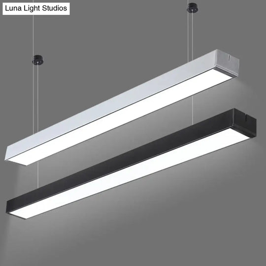 Minimalist Linear Led Hanging Light - Acrylic Black/White Office Ceiling Pendant Lamp