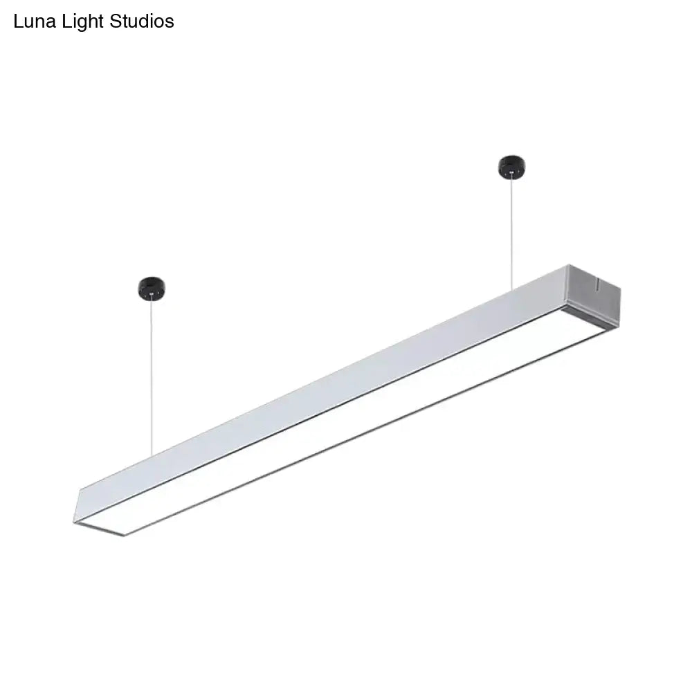 Minimalist Acrylic Linear Led Hanging Light Black/White Ceiling Pendant Lamp For Office - 2/3/4 Wide