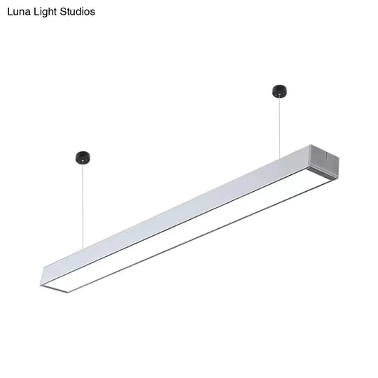 Minimalist Acrylic Linear Led Hanging Light Black/White Ceiling Pendant Lamp For Office - 2/3/4 Wide