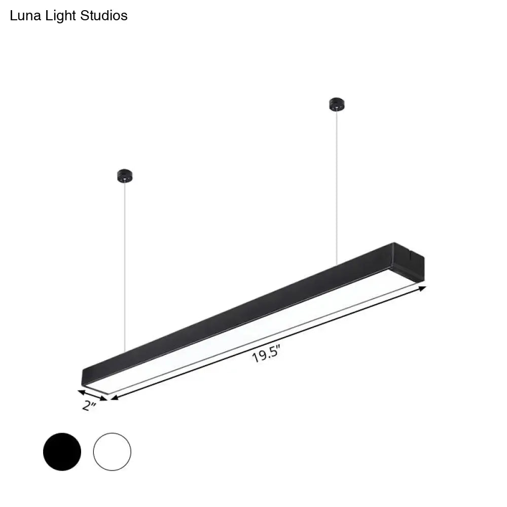 Minimalist Linear Led Hanging Light - Acrylic Black/White Office Ceiling Pendant Lamp