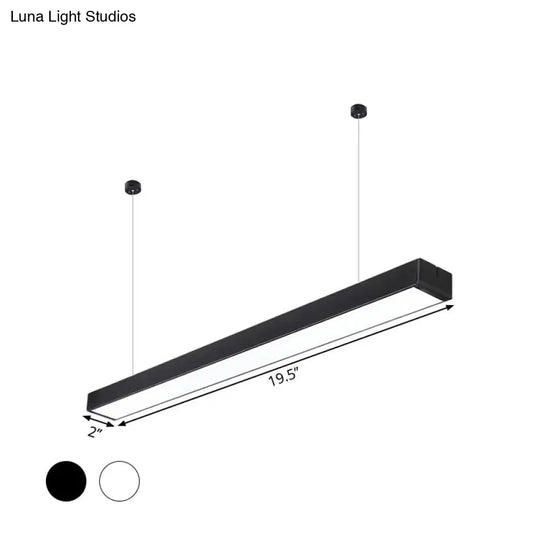 Minimalist Linear Led Hanging Light - Acrylic Black/White Office Ceiling Pendant Lamp