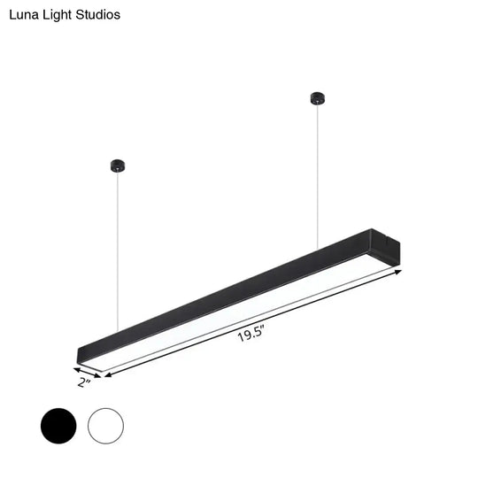 Minimalist Acrylic Linear Led Hanging Light Black/White Ceiling Pendant Lamp For Office - 2/3/4 Wide