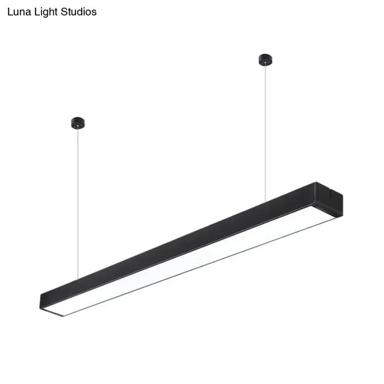Minimalist Linear Led Hanging Light - Acrylic Black/White Office Ceiling Pendant Lamp
