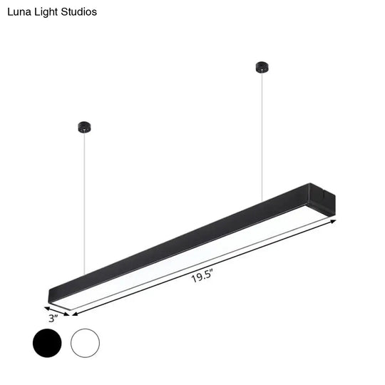 Minimalist Linear Led Hanging Light - Acrylic Black/White Office Ceiling Pendant Lamp