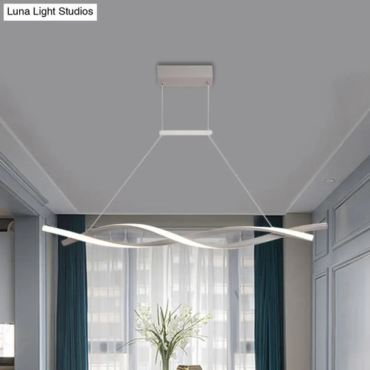 Minimalist Linear Led Pendant Light For Restaurants With Acrylic Shade - Black/Grey Warm/White