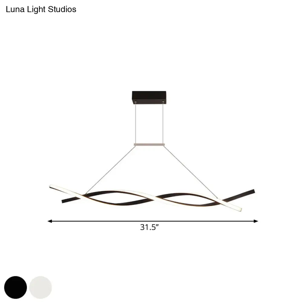 Minimalist Linear Led Pendant Light For Restaurants With Acrylic Shade - Black/Grey Warm/White