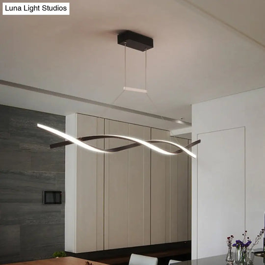 Minimalist Linear Led Pendant Light For Restaurants With Acrylic Shade - Black/Grey Warm/White