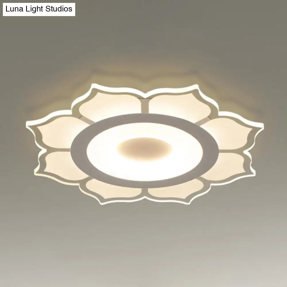 Minimalist Lotus Flush Mount Led Lighting For Living Room - Clear Acrylic Fixture