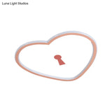 Minimalist Loving Heart Ultrathin Led Ceiling Light - Pink/White