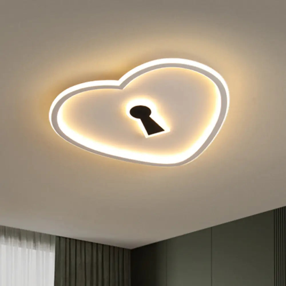 Minimalist Loving Heart Ultrathin Led Ceiling Light - Pink/White White