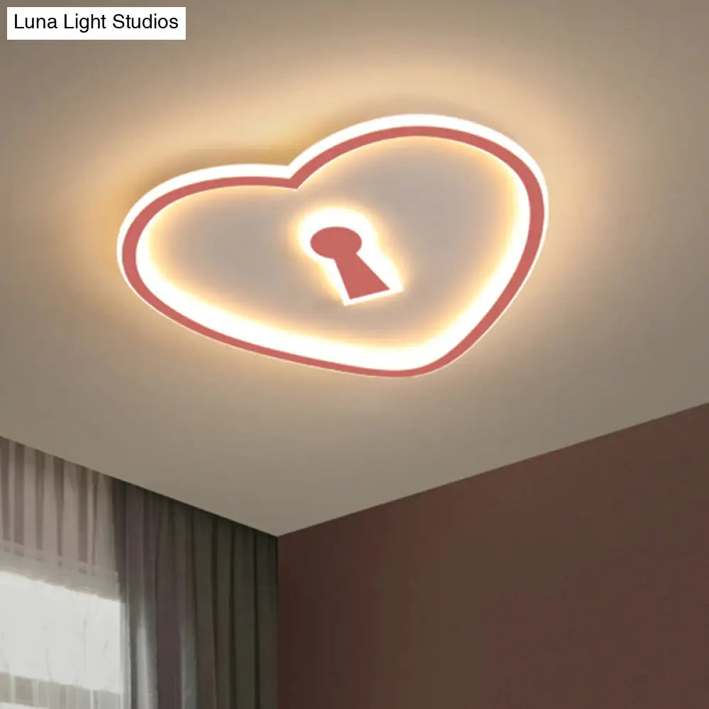 Minimalist Loving Heart Ultrathin Led Ceiling Light - Pink/White