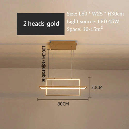 Minimalist Luxury Design Black Gold White LED Dimmable Rectangle Chandelier for Bedroom Living Dining Room Loft Home Nordic Deco