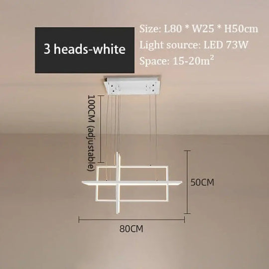 Minimalist Luxury Design Black Gold White Led Dimmable Rectangle Chandelier For Bedroom Living