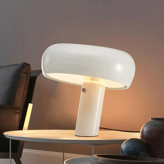 Minimalist Marble Base Table Light With Single-Bulb For Bedside White / 15