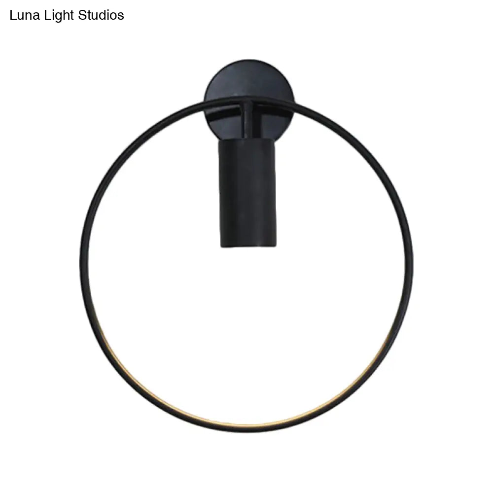 Minimalist Metal Circular Sconce Light: Wall Mounted Black Lamp For Living Room