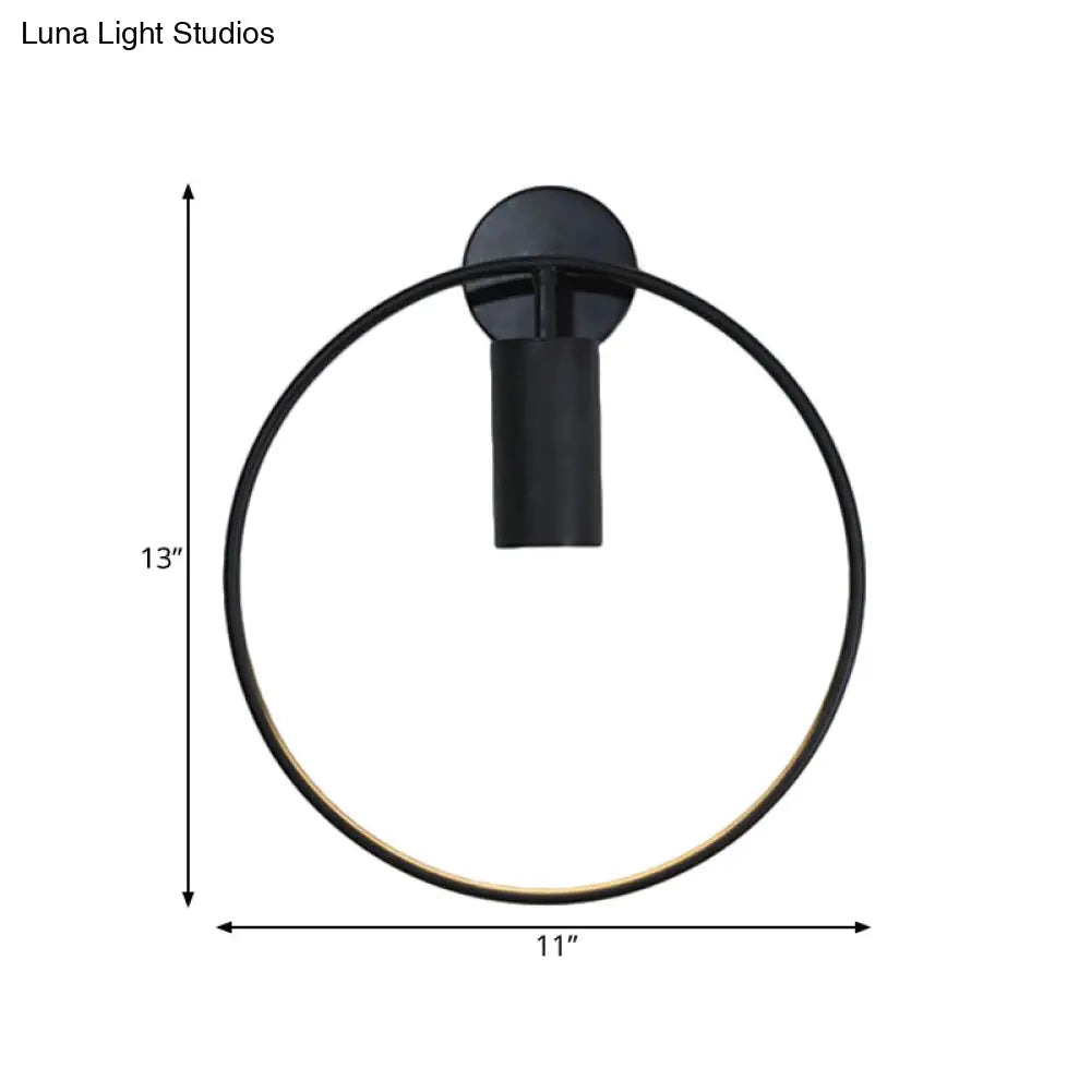 Minimalist Metal Circular Sconce Light: Wall Mounted Black Lamp For Living Room