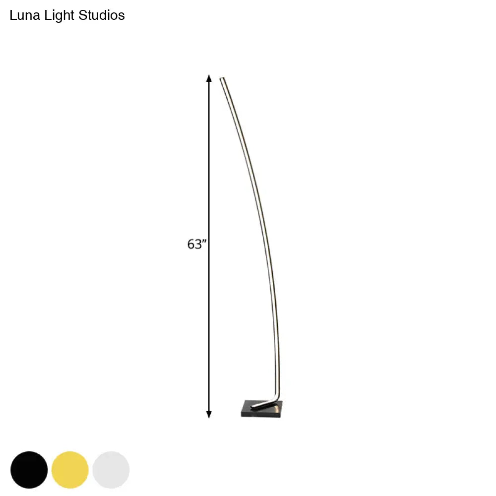 Minimalist Metal Curved Linear Led Floor Light With Foot Switch - Black/White/Gold Stand Up Lamp