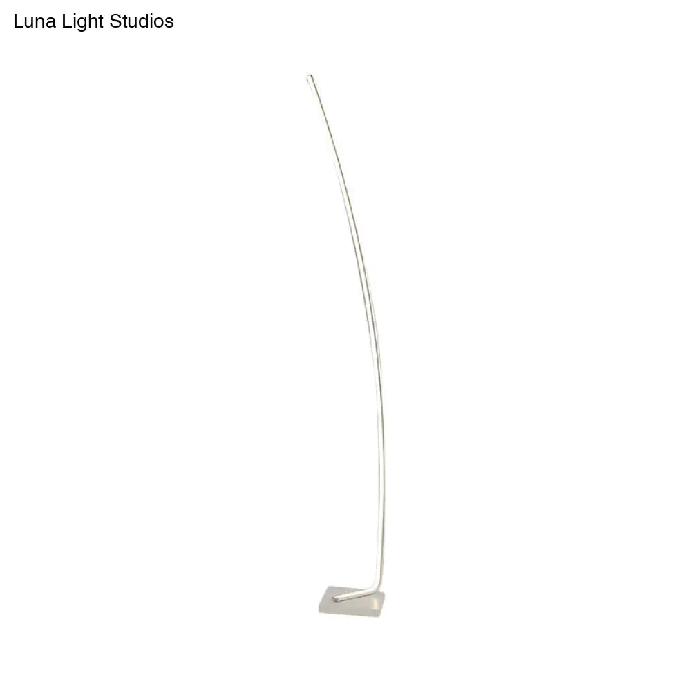 Minimalist Metal Curved Linear Led Floor Light With Foot Switch - Black/White/Gold Stand Up Lamp