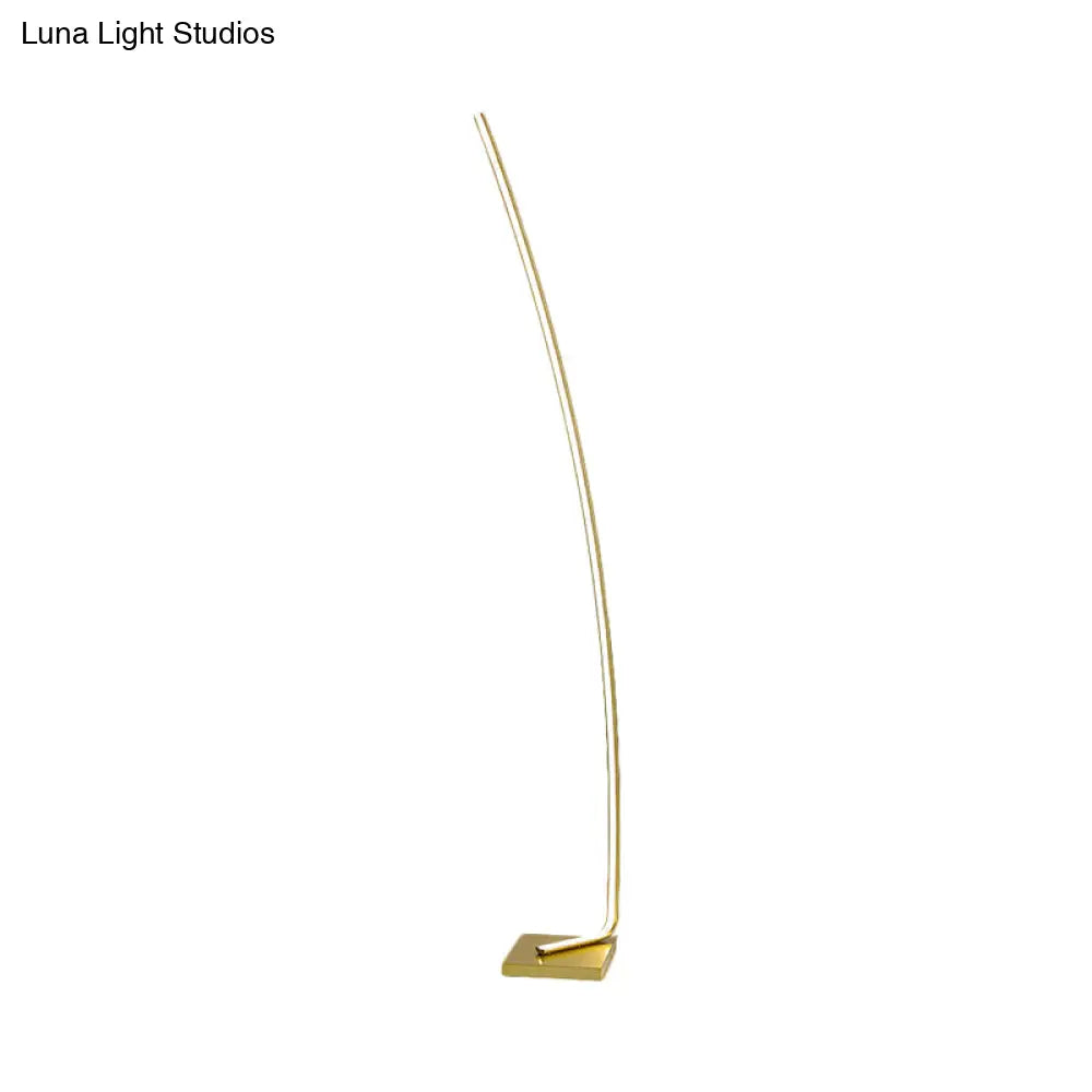 Minimalist Metal Curved Linear Led Floor Light With Foot Switch - Black/White/Gold Stand Up Lamp