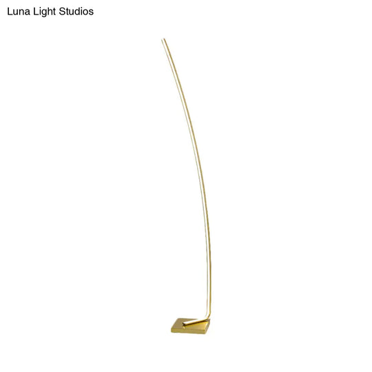 Minimalist Metal Curved Linear Led Floor Light With Foot Switch - Black/White/Gold Stand Up Lamp