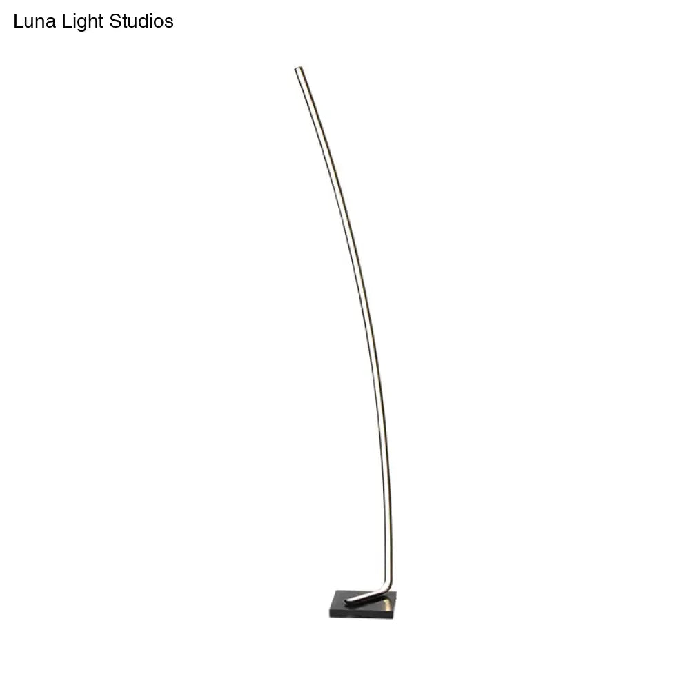 Minimalist Metal Curved Linear Led Floor Light With Foot Switch - Black/White/Gold Stand Up Lamp