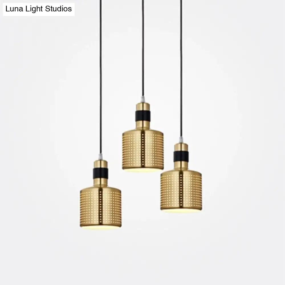 Minimalist Metal Cylinder Ceiling Light With Pierced Design - 1 Head Pendant For Bedside Drop