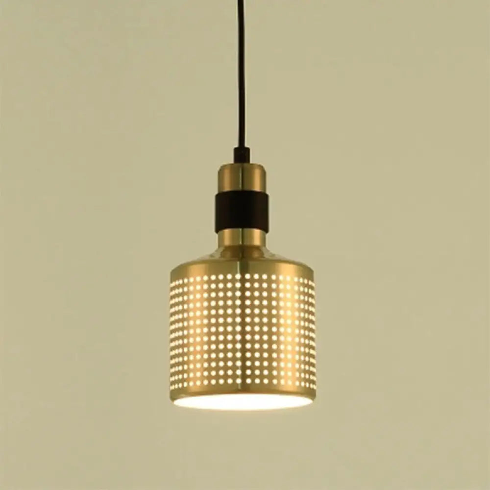 Minimalist Metal Cylinder Ceiling Light Pendant - 1 Head Drop For Bedside Black