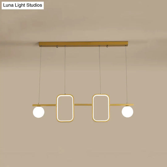 Minimalist Metal Dining Room Island Ceiling Light With Symmetrical Geometric Led Design And Cream