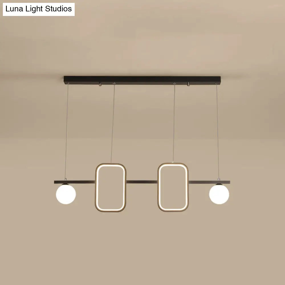 Minimalist Metal Dining Room Island Ceiling Light With Symmetrical Geometric Led Design And Cream