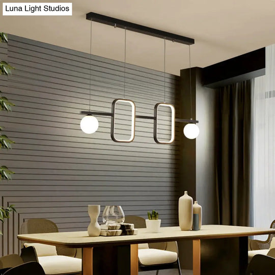 Minimalist Metal Dining Room Island Ceiling Light With Symmetrical Geometric Led Design And Cream