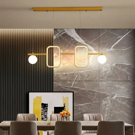 Minimalist Metal Dining Room Island Ceiling Light With Symmetrical Geometric Led Design And Cream