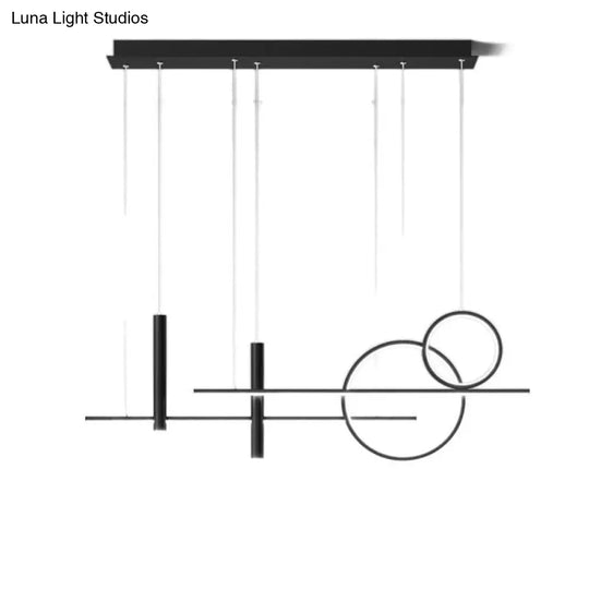 Minimalist Metal Dinner Suspension Lamp With Led Island Pendant And Spotlight