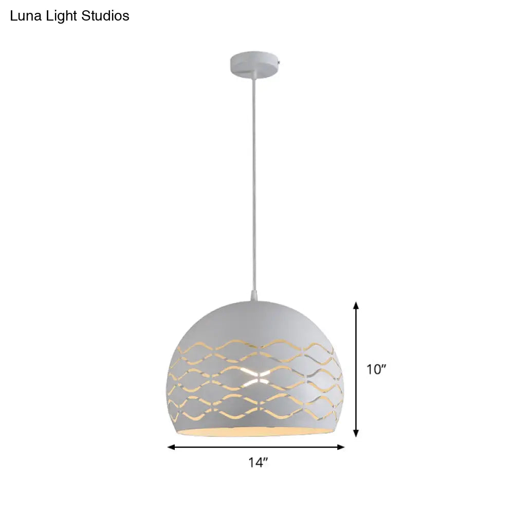 Minimalist Metal Dome Pendant Ceiling Light - 1 Suspension Lamp In White