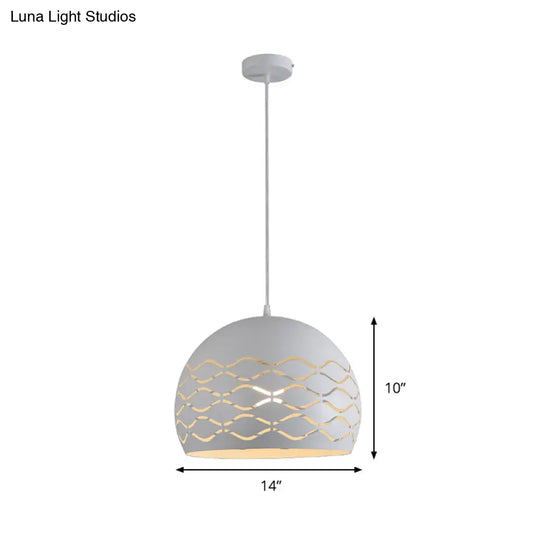 Minimalist Metal Dome Pendant Ceiling Light - 1 Suspension Lamp In White