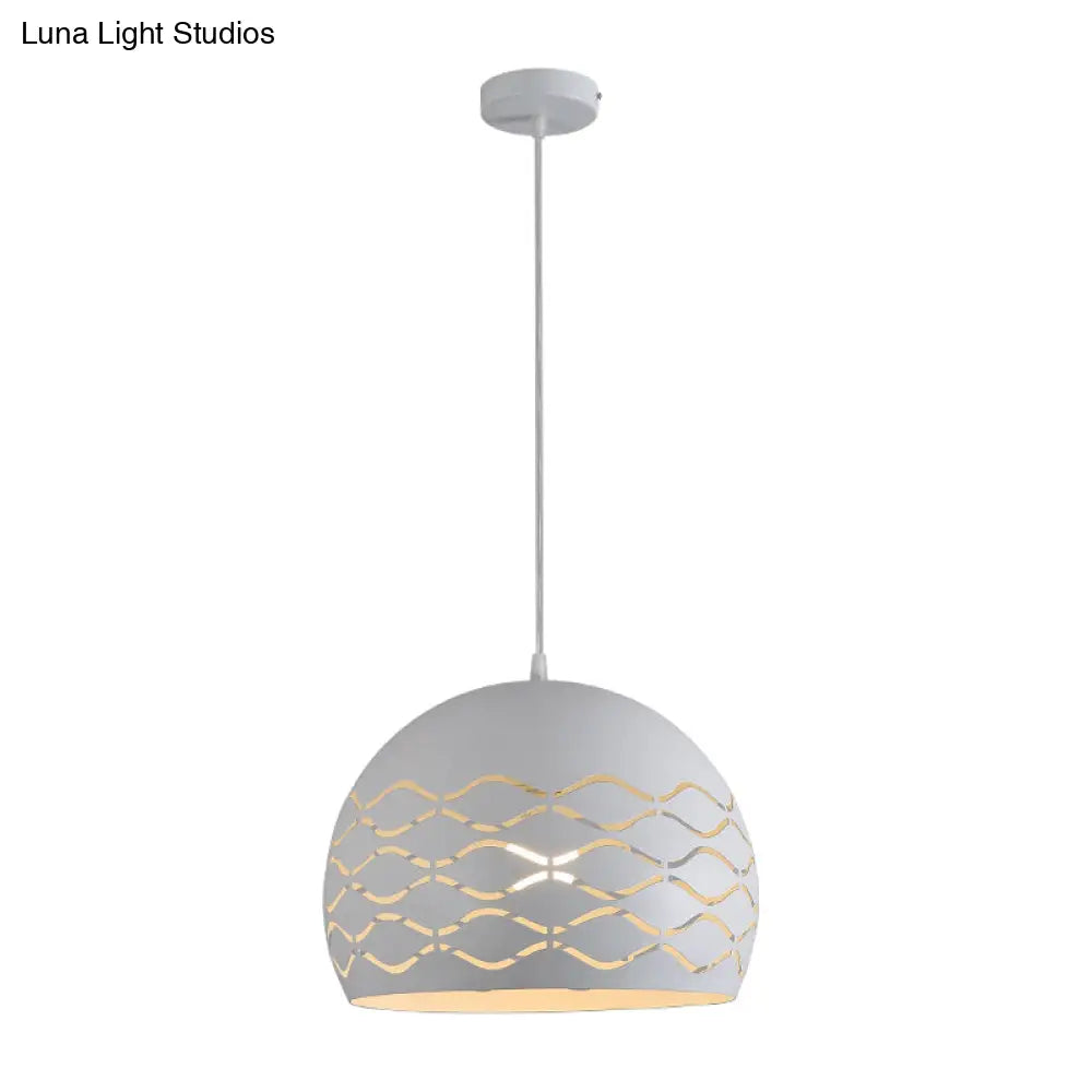 Minimalist White Metal Pendant Ceiling Light With Domed Shape