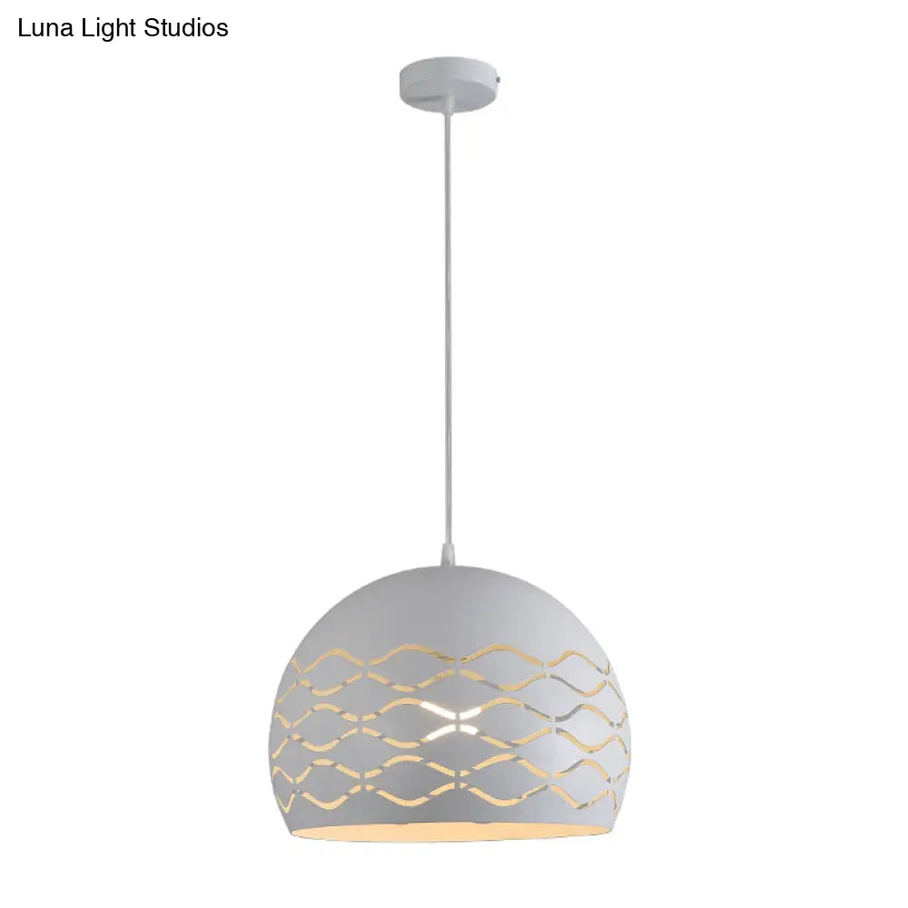 Minimalist Metal Dome Pendant Ceiling Light - 1 Suspension Lamp In White