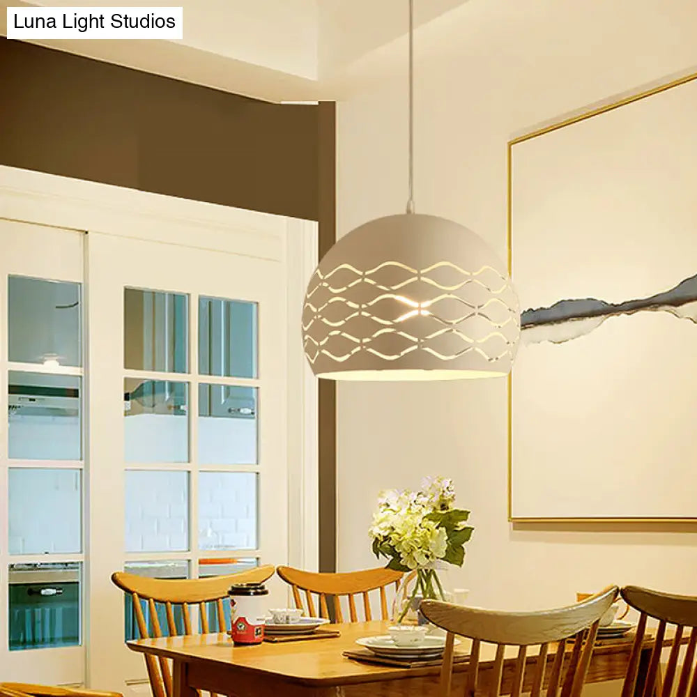 Minimalist White Metal Pendant Ceiling Light With Domed Shape